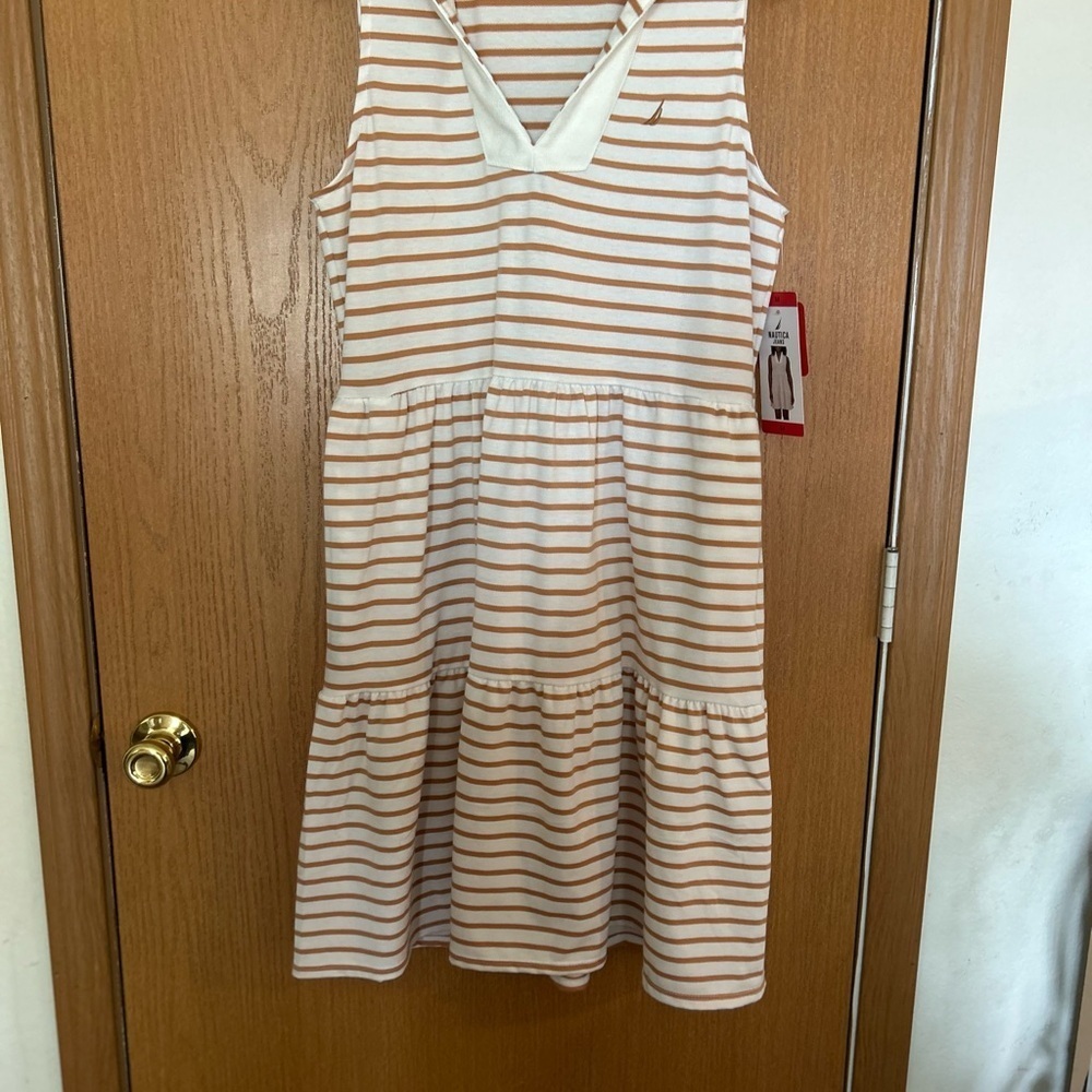 NWT Nautica Medium Nautical Beachy Preppy Tiered Dress